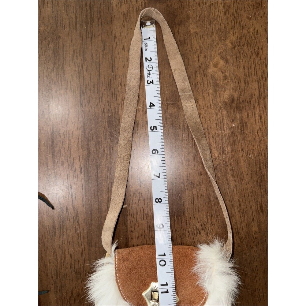 Boho Leather Bag Lot 2 Fringe Fur Shoulder Bag Mini Pouch Western Artisan Y2K - Picture 14 of 14